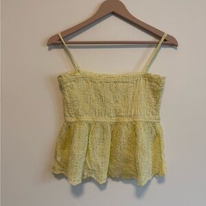 American Eagle Outfitters Light Yellow Eyelet Camisole